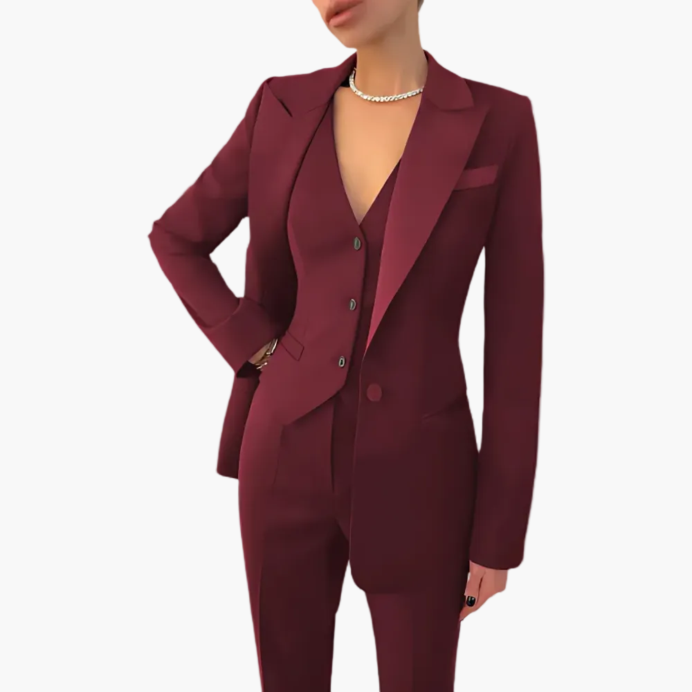 Damen Business Anzug Set 3-teilig – Blazer, Weste & Hose – Eleganter Büro- und Abend-Look