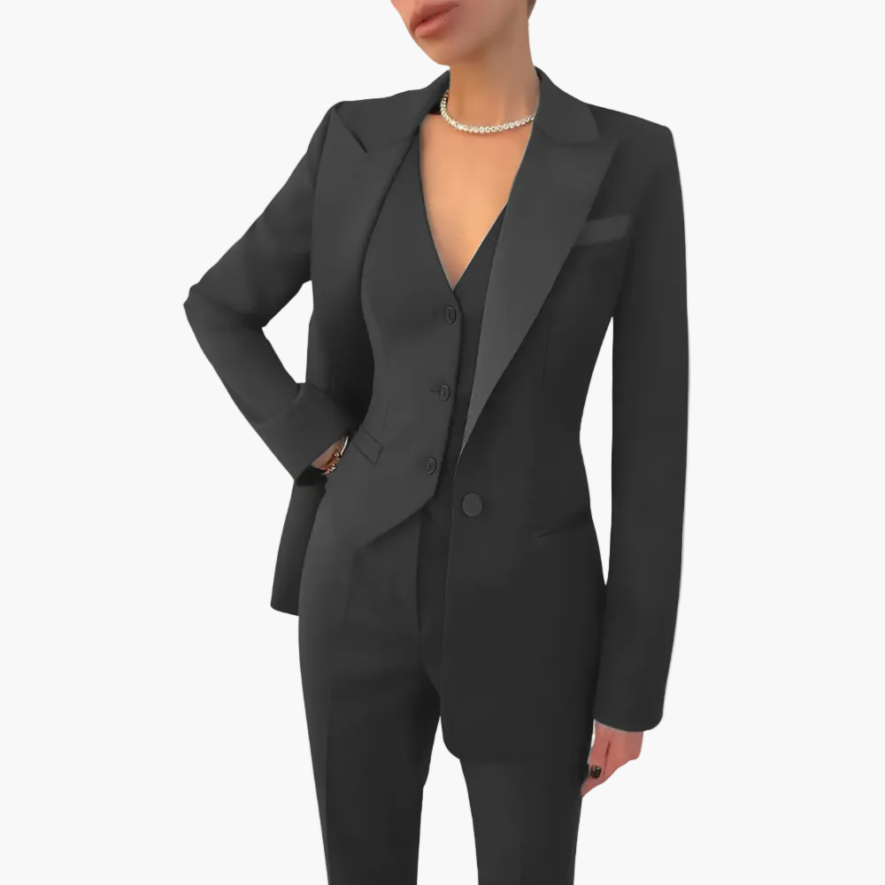 Damen Business Anzug Set 3-teilig – Blazer, Weste & Hose – Eleganter Büro- und Abend-Look