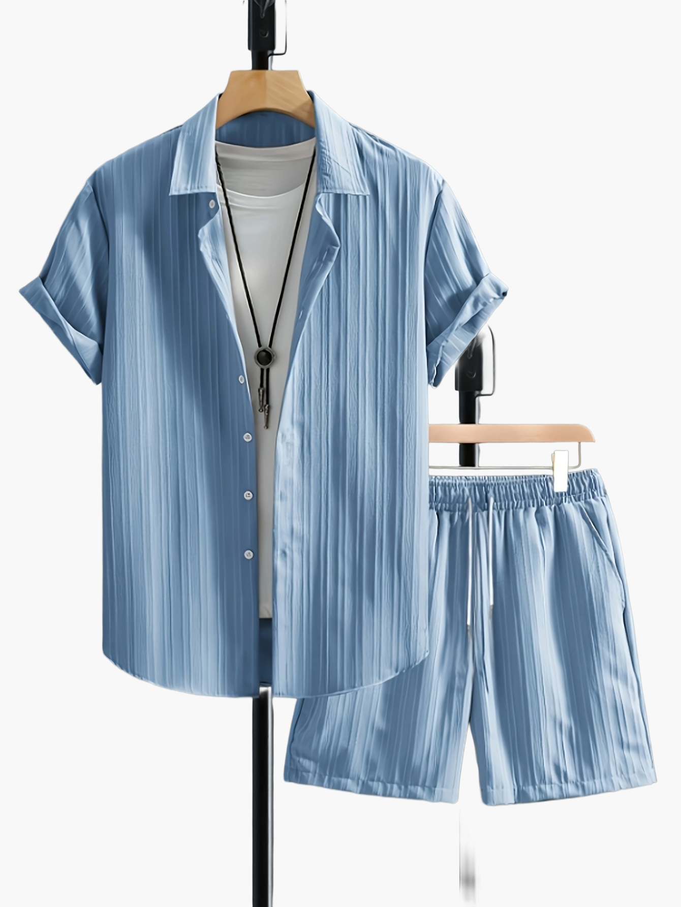 Herren Freizeit Set – Kurzarm Hemd und Shorts, Moderner Sommer Look, Sportlich und Lässig