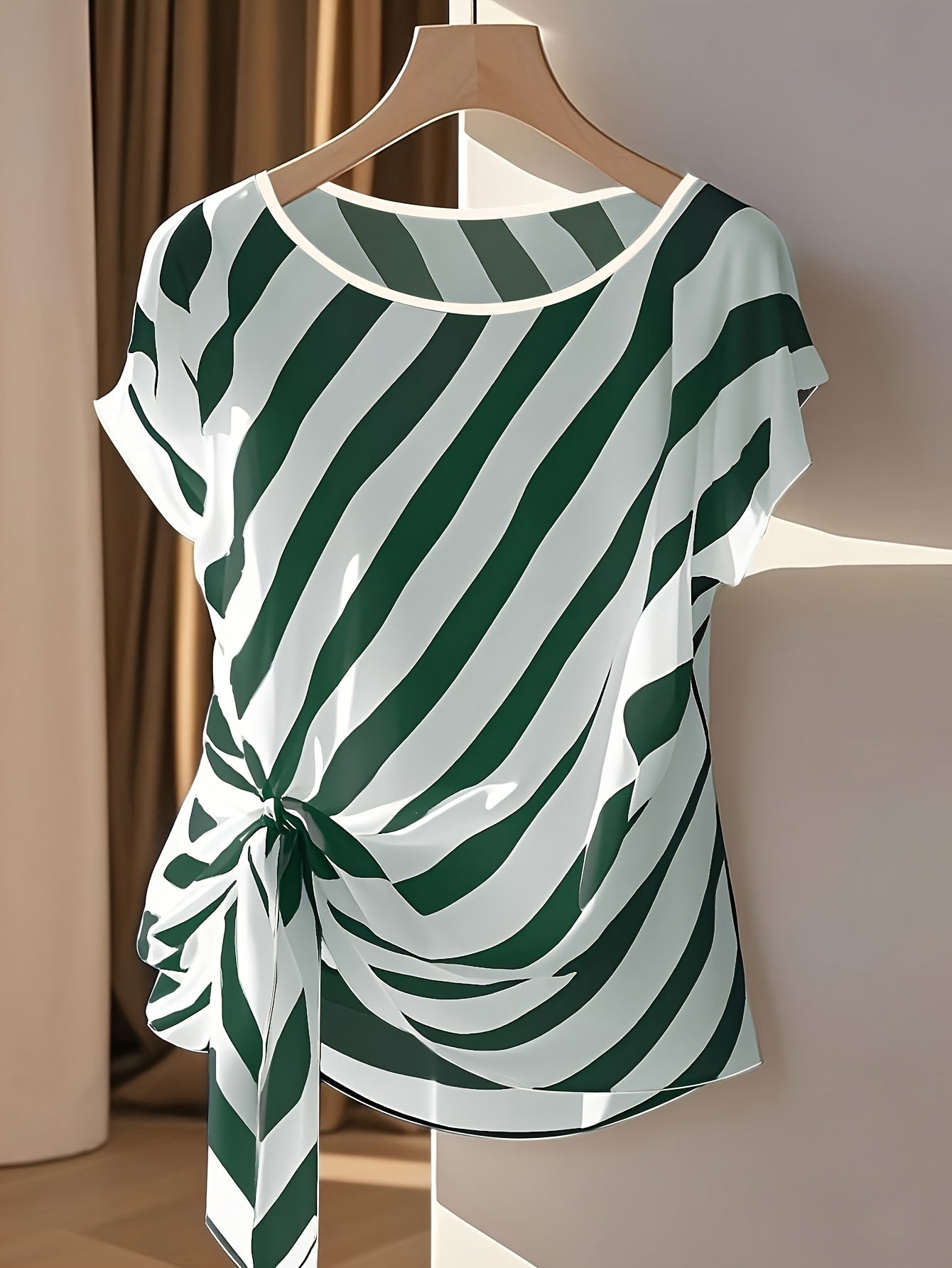 Damen Boho-Bluse mit Paisley-Muster und asymmetrischem Knoten – Elegantes Sommer-T-Shirt für Freizeit und Büro