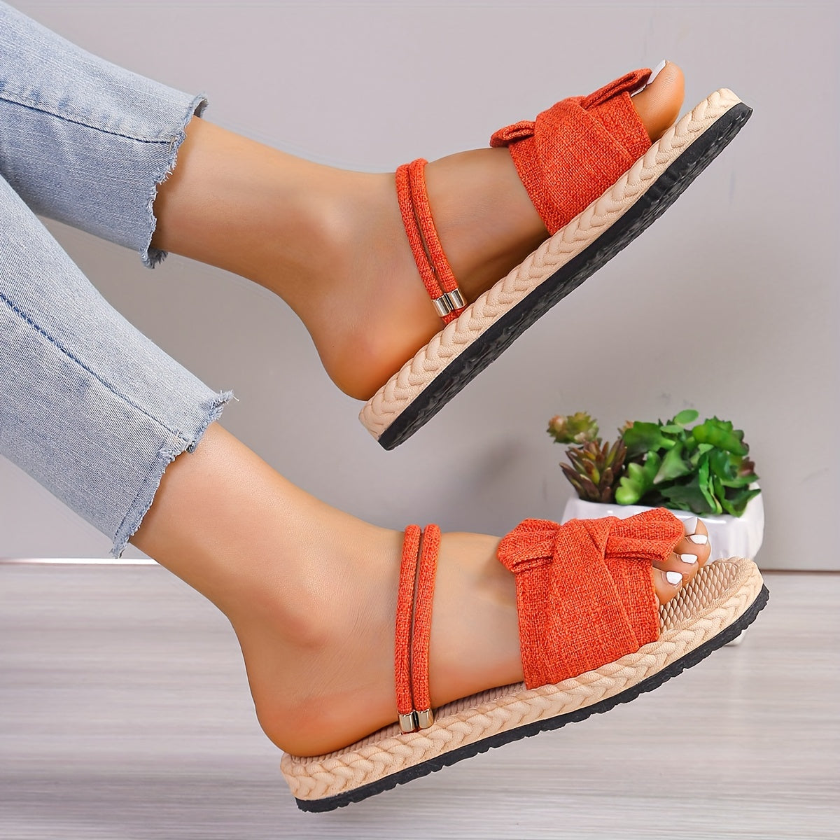 Damen Sommer Sandalen mit Schleife und Knöchelriemen – Modische Freizeitschuhe für Alltag und Urlaub
