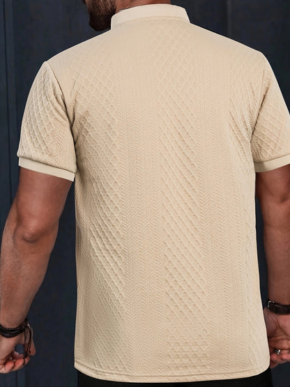 Herren Set mit Strukturmuster – Kurzarm Shirt und Shorts, Casual Sommer Outfit