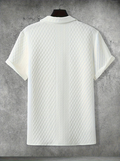 Herren Kurzarm Hemd mit Strukturmuster und Relax-Kragen – Stilvolles Freizeitshirt für moderne Looks