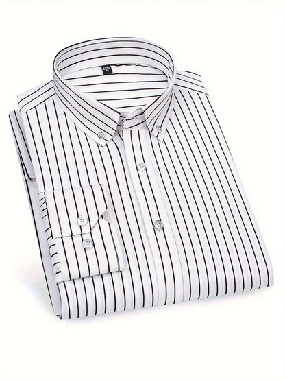 Herren Business-Freizeit Hemd mit modischen Streifen – Slim Fit, Langarm, Ideal für Büro und Alltag