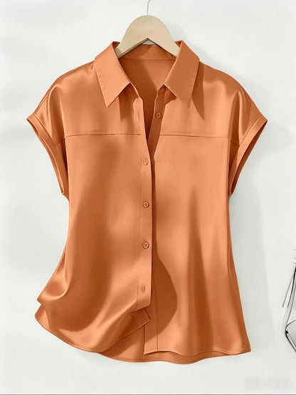 Damen Bluse mit Knopfleiste und Kragen – Elegante Kurzarmbluse für Büro und Alltag