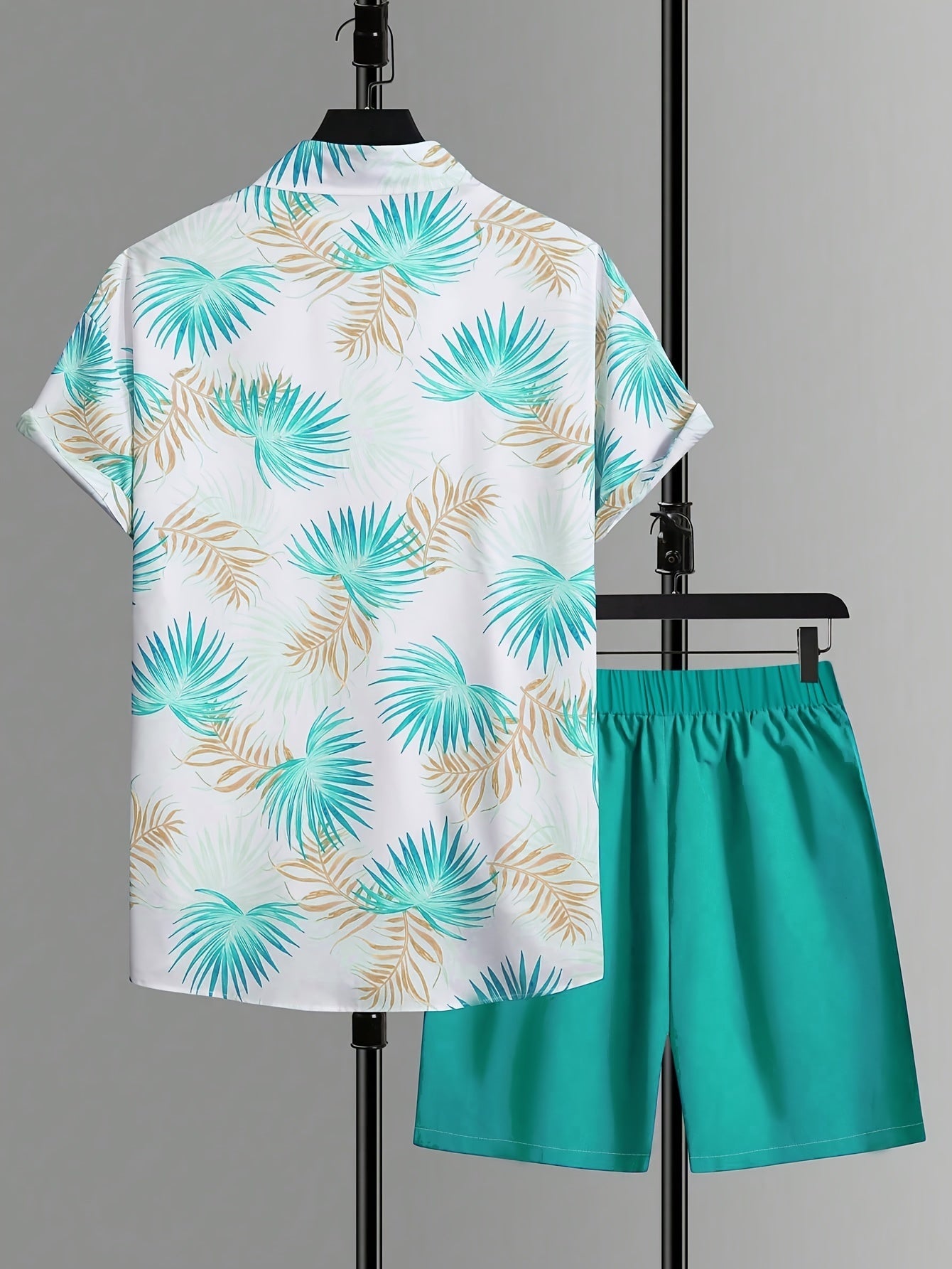 Herren Sommer Strand Set – Kurzarm Hemd & Shorts, Tropischer Print, Lässiger Look für Urlaub & Freizeit