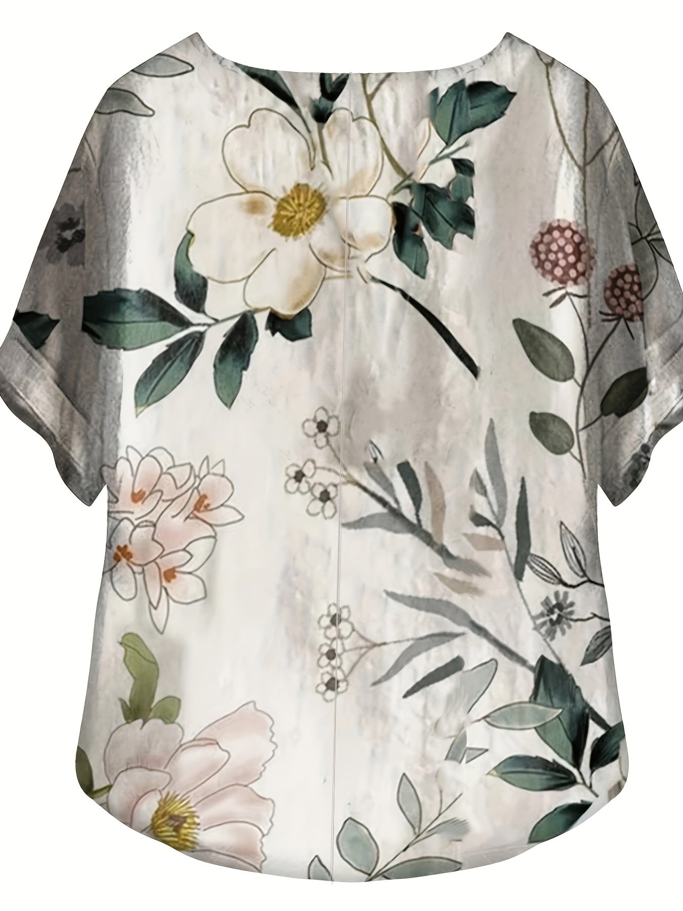 Damen Vintage Bluse mit Blumenmuster und Knopfleiste – Sommer Freizeitshirt
