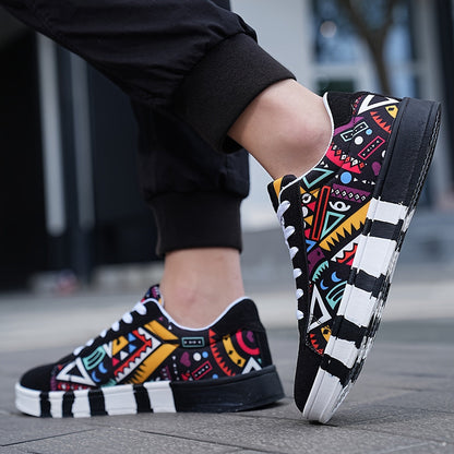 Herren Sneaker mit geometrischem Muster – Modische Freizeitschuhe für Outdoor & Alltag