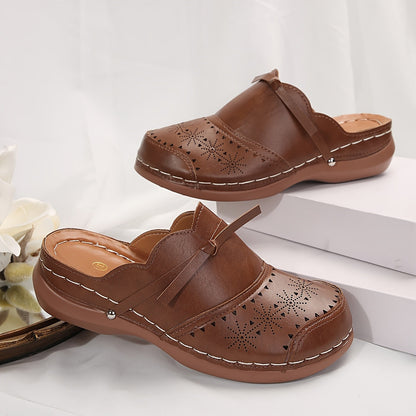 Damen Vintage Komfort Clogs Slip-On Schuhe für Freizeit und Alltag