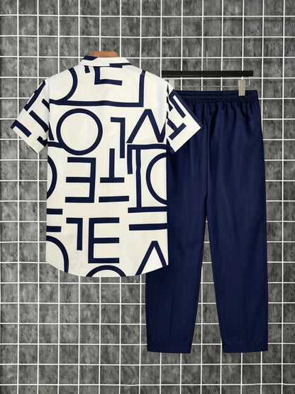Herren Zweiteiliges Set – Modernes Streetwear Outfit mit Grafikhemd und Jogginghose