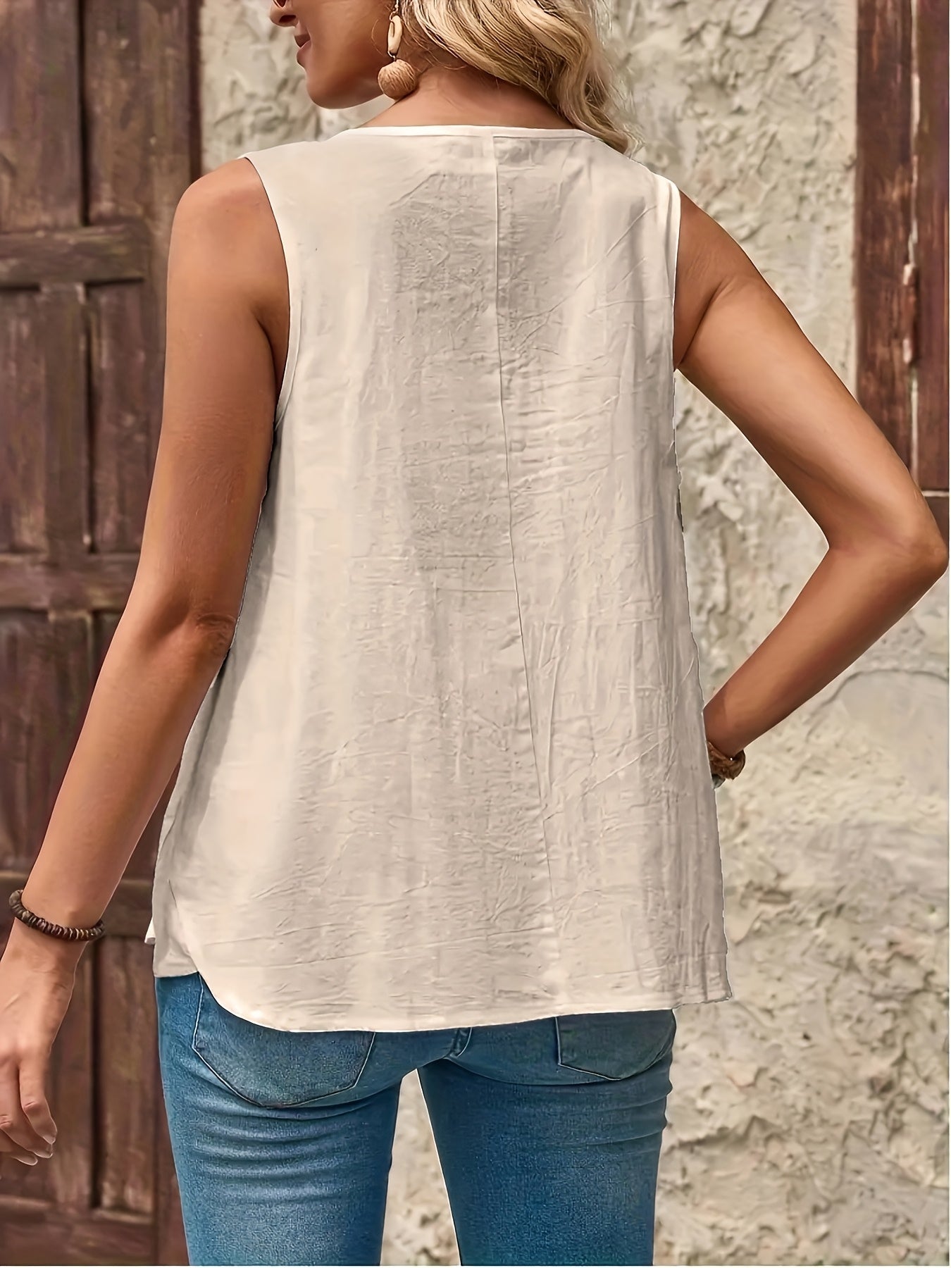 Damen ärmelloses Freizeit-Top mit Knopfleiste – Sommermode für Alltag und Urlaub