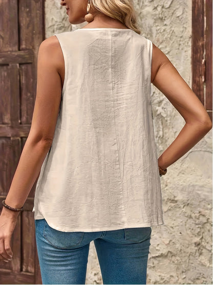 Damen ärmelloses Freizeit-Top mit Knopfleiste – Sommermode für Alltag und Urlaub