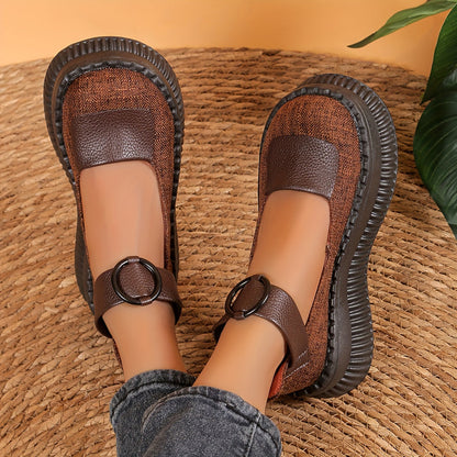 Damen Vintage Mary Jane Plateau-Schuhe für Alltag und Freizeit