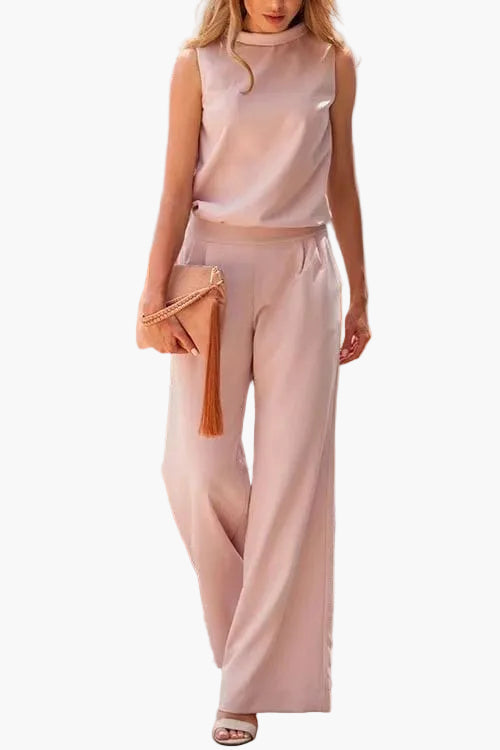 Damen Eleganter Ärmelloser Jumpsuit mit Weitem Bein – Perfekt für Büro, Alltag & Events