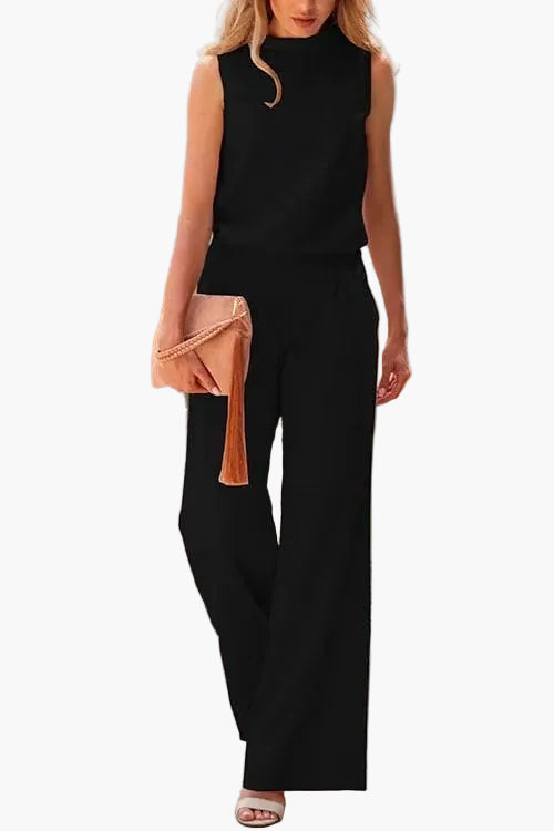 Damen Eleganter Ärmelloser Jumpsuit mit Weitem Bein – Perfekt für Büro, Alltag & Events