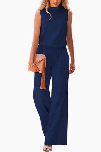 Damen Eleganter Ärmelloser Jumpsuit mit Weitem Bein – Perfekt für Büro, Alltag & Events