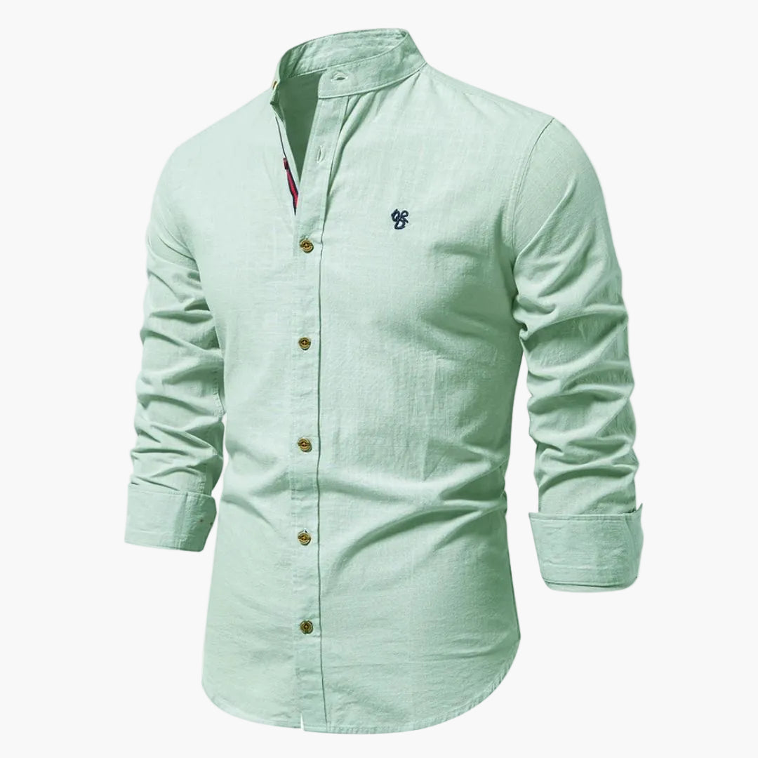 Herren Freizeithemd Regular Fit Stehkragen – Klassischer Stil für Alltag & Business