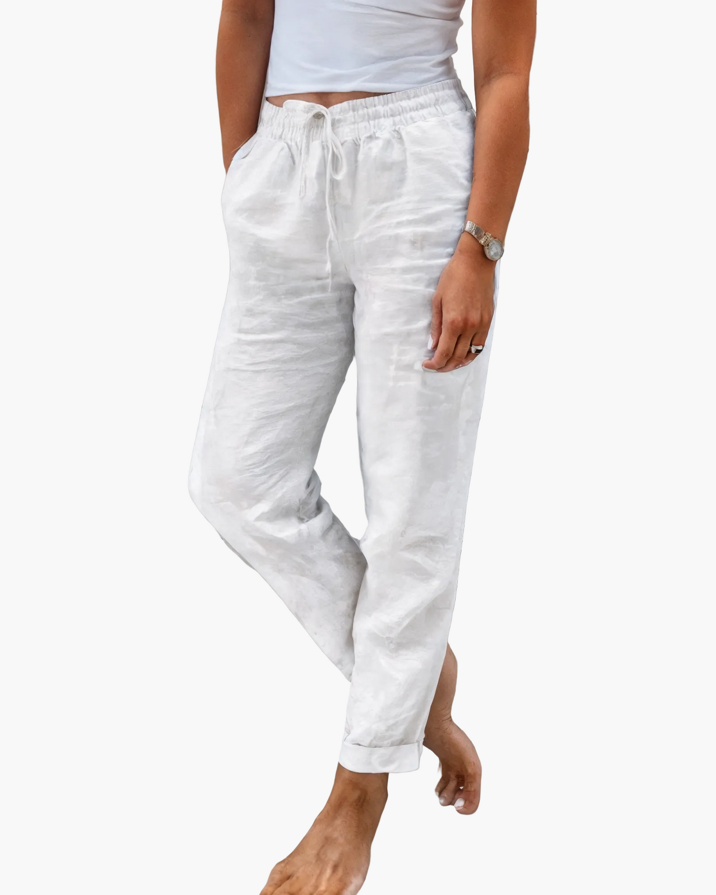 Damen-Freizeithose mit elastischem Kordelzug-Bund