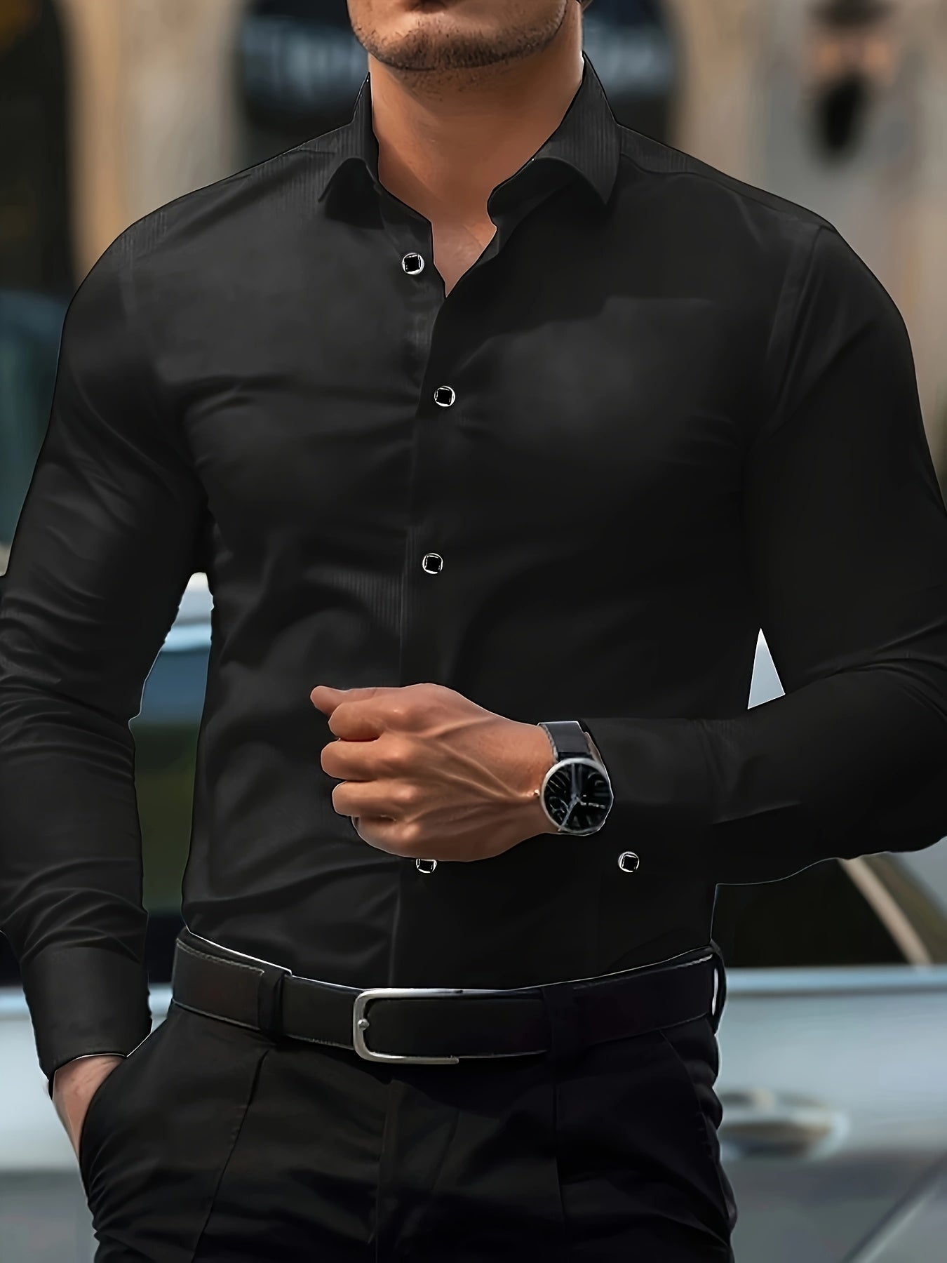 Elegantes Herren Businesshemd – Schmal geschnitten, modern, für Büro & Freizeit