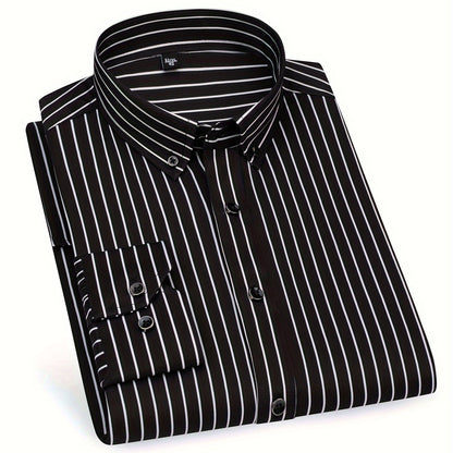 Herren Business-Freizeit Hemd mit modischen Streifen – Slim Fit, Langarm, Ideal für Büro und Alltag
