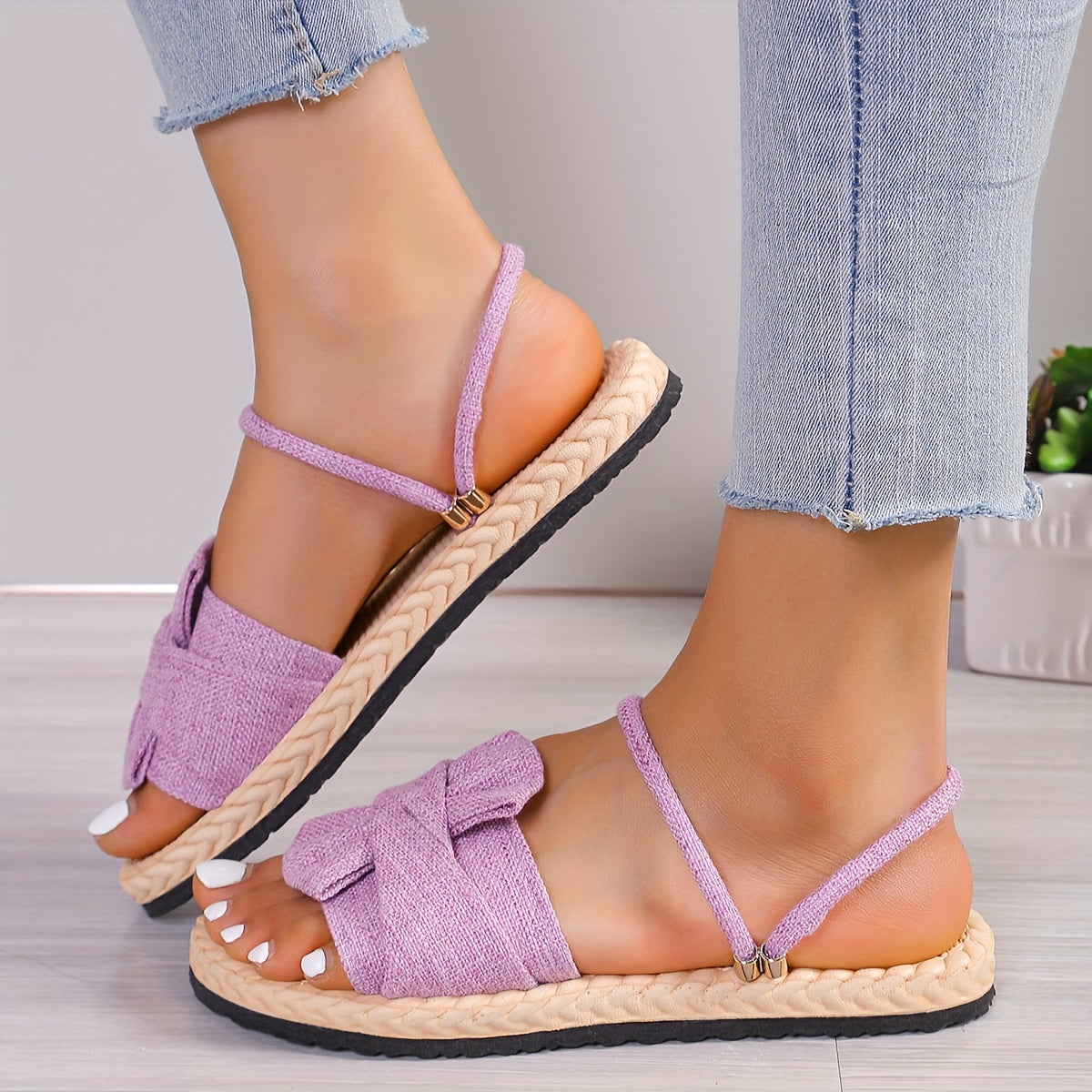 Damen Sommer Sandalen mit Schleife und Knöchelriemen – Modische Freizeitschuhe für Alltag und Urlaub