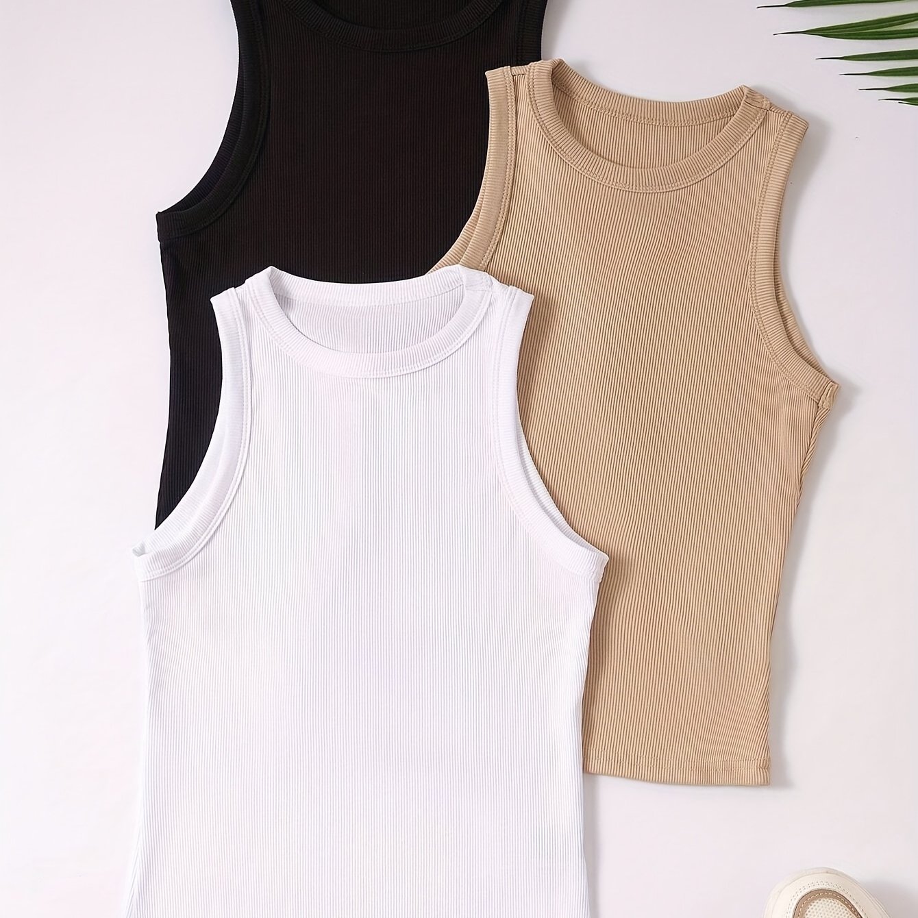 Damen Basic Tanktop 3er-Pack – Sportlich, Freizeit, Ärmellos, Bequemer Stretch