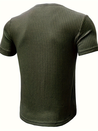 Herren Henley T-Shirt mit Knopfleiste – Lässiges Rippenmuster, Kurzarm, Alltag & Freizeit