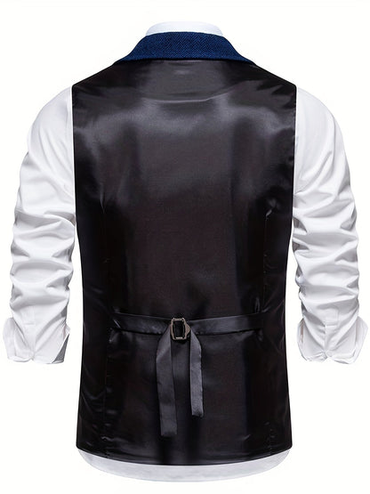 Herren Weste im Vintage-Stil mit Reverskragen und Taschenuhr-Kette