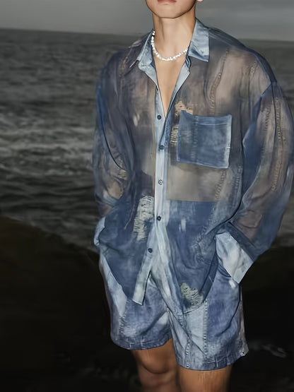 Herren Oversized Hemd und Shorts Set im lässigen Freizeitstil – Modernes Design für Strand und Alltag