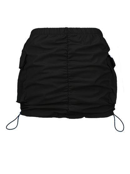 Damen Utility Minirock mit Kordelzug und Cargo-Taschen – Moderner Streetstyle