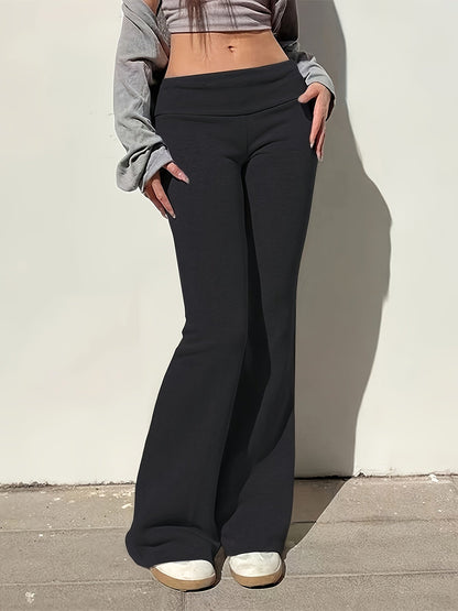 Damen Flared Fitness Hose mit hoher Taille – Modische Schlaghose für Sport und Freizeit
