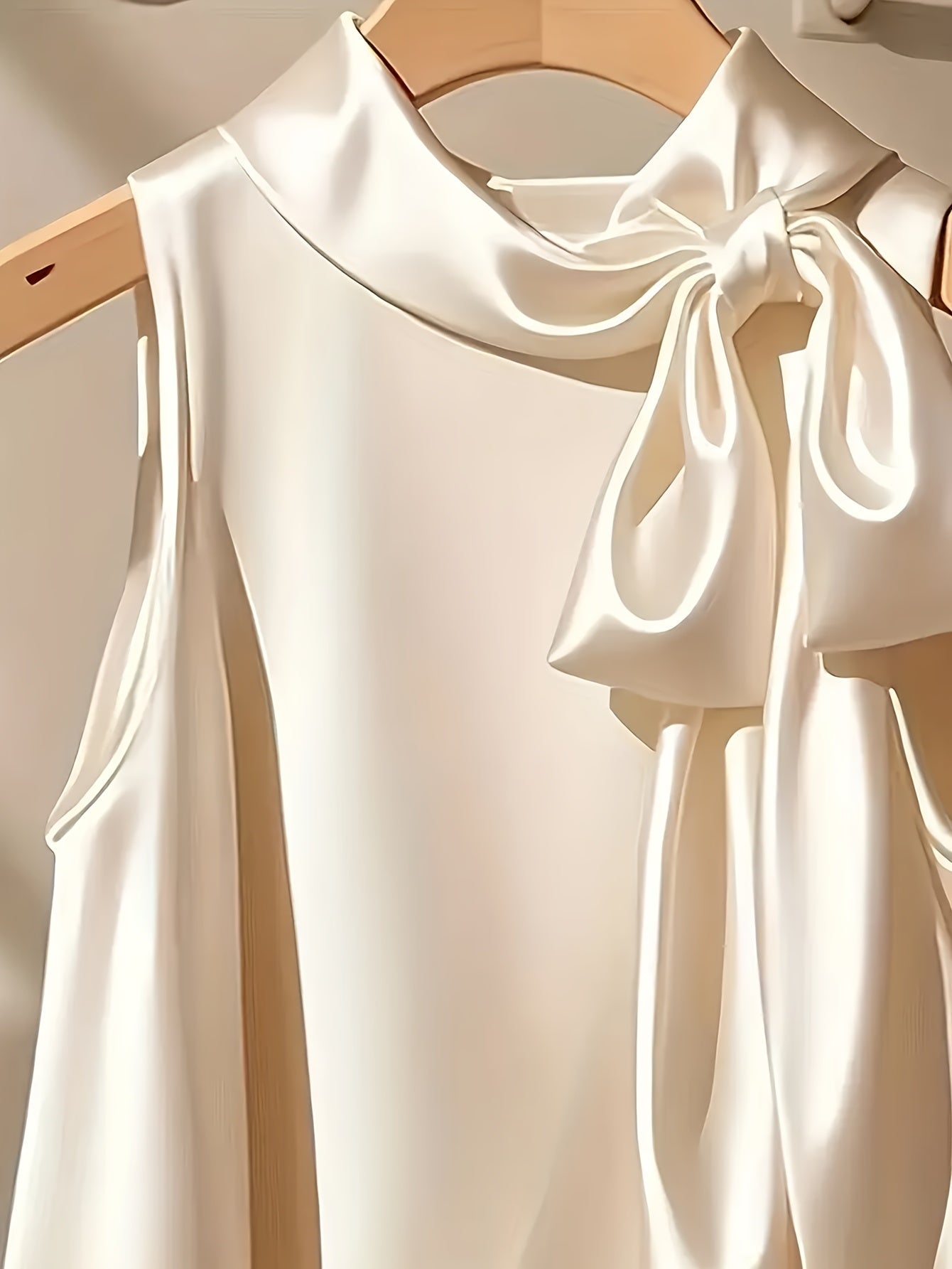Damen Elegantes Ärmelloses Blusentop mit Schleife für besondere Anlässe