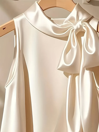 Damen Elegantes Ärmelloses Blusentop mit Schleife für besondere Anlässe