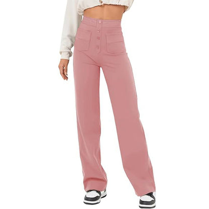 Carly – Weite Damenhose mit Taschen und Knopfdetails