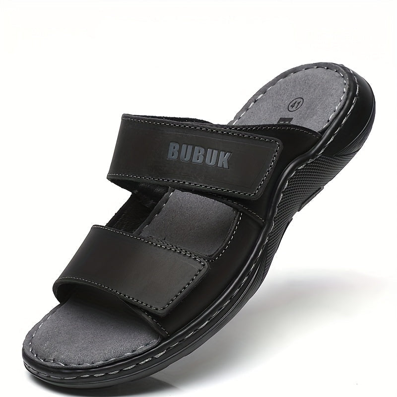 Herren Komfort Sandalen BUBUK – Bequeme Freizeitsandalen mit Doppelt Klettverschluss für Alltag und Freizeit