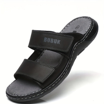 Herren Komfort Sandalen BUBUK – Bequeme Freizeitsandalen mit Doppelt Klettverschluss für Alltag und Freizeit