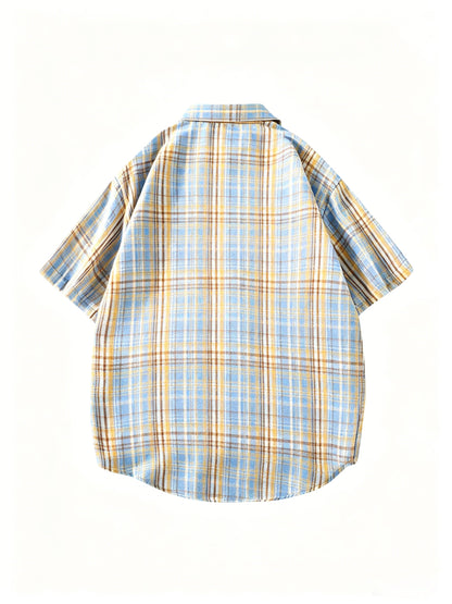 Herren Kurzarm Freizeithemd im Karo-Design – Lässiger Button-Down Stil für Alltag und Freizeit