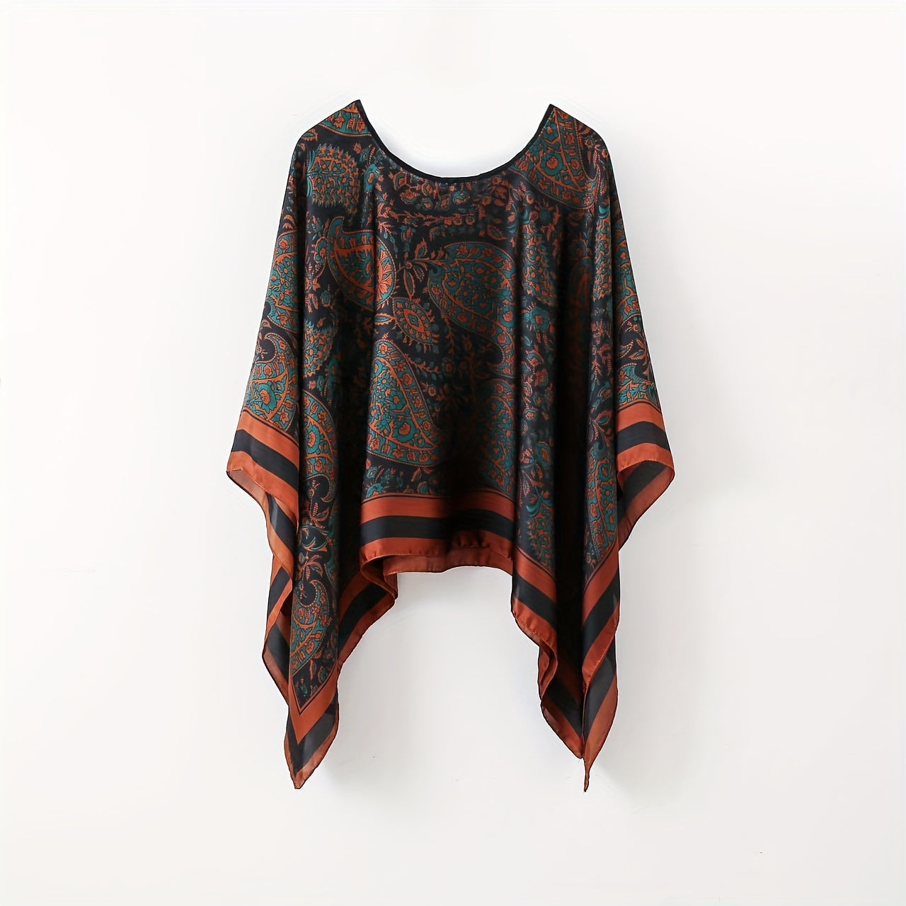 Damen Elegante Boho Tunika – Luftiges Strandponcho mit Blumenmuster, Ideal für Urlaub & Freizeit