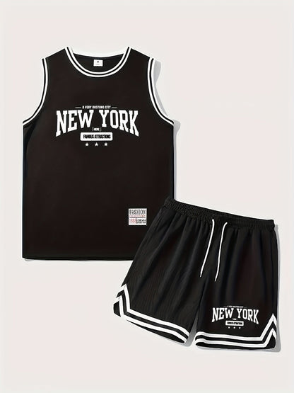 Herren Basketball-Set New York Sport Outfit Freizeit Trainingsanzug