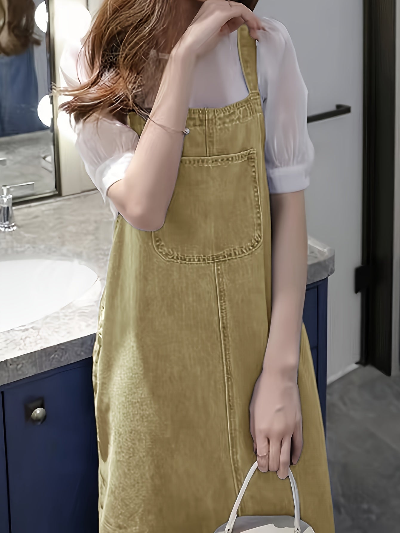 Damen Lässiges Jeans Latzkleid Midi – Stilvolles Pinafore-Kleid für Alltag und Freizeit