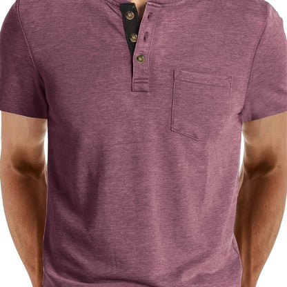 Herren Henley T-Shirt Kurzarm mit Knopfleiste – Casual Freizeitshirt