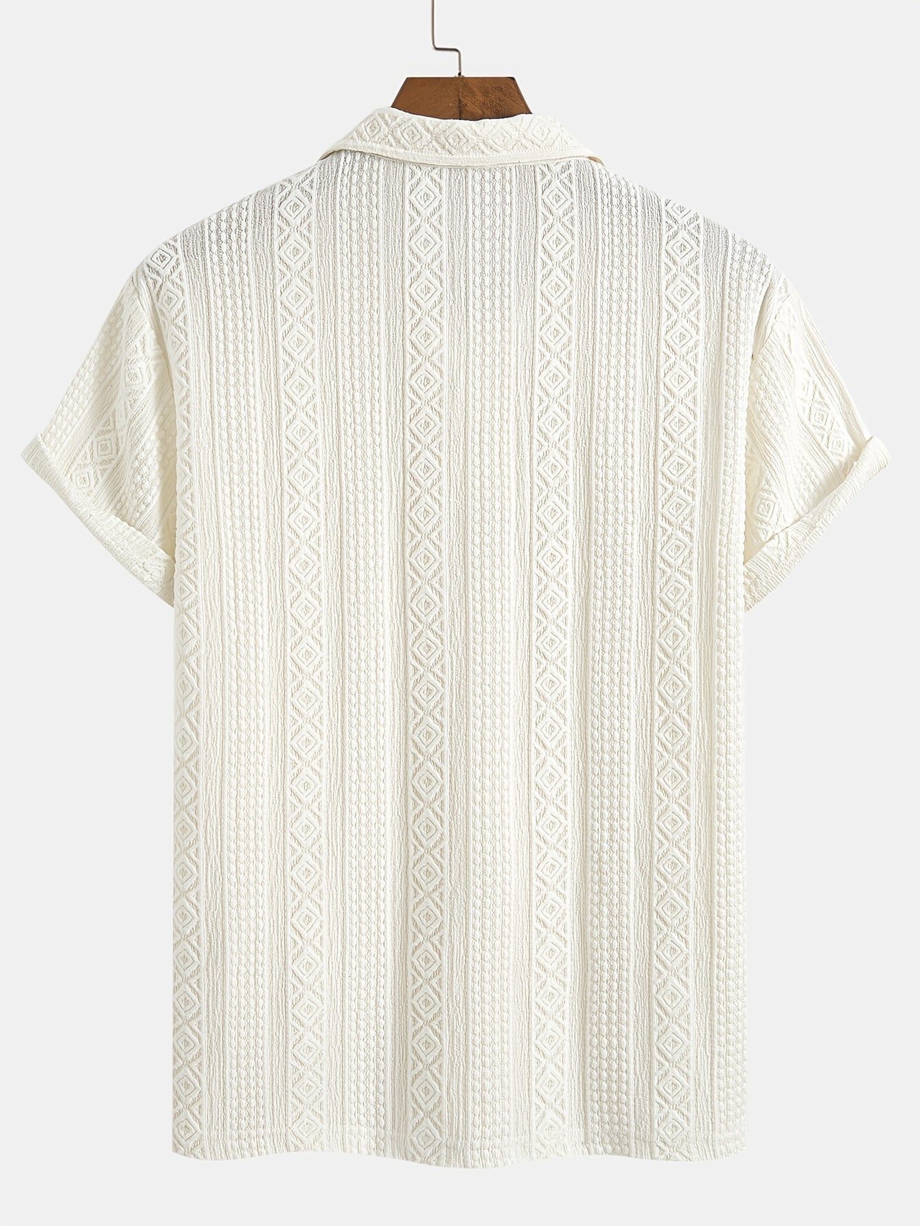 Herren Polohemd mit geometrischer Stickerei und Struktur – Stilvolles Freizeitshirt