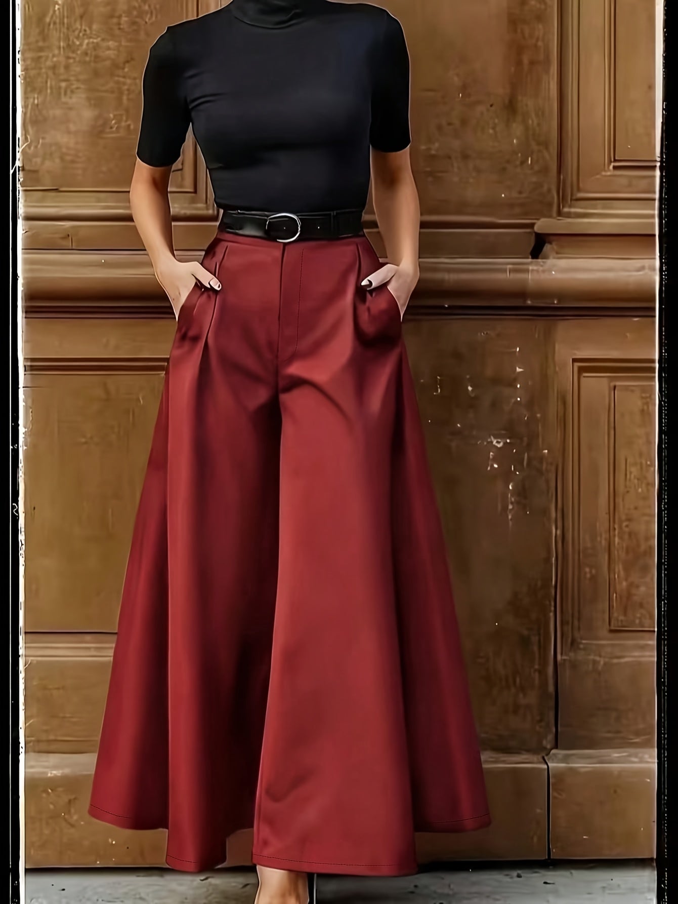 Damen Weite Palazzo-Hose Elegant Modern Business Look