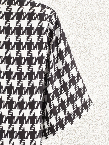 Herren Kurzarm Resort-Hemd mit geometrischem Muster – Modernes Freizeitshirt für stilbewusste Outfits