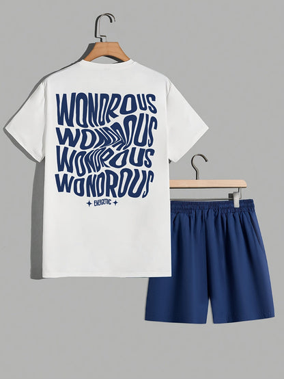 Herren Streetwear Set mit Grafik-T-Shirt und Shorts – Urbaner Look, Trendiger Style