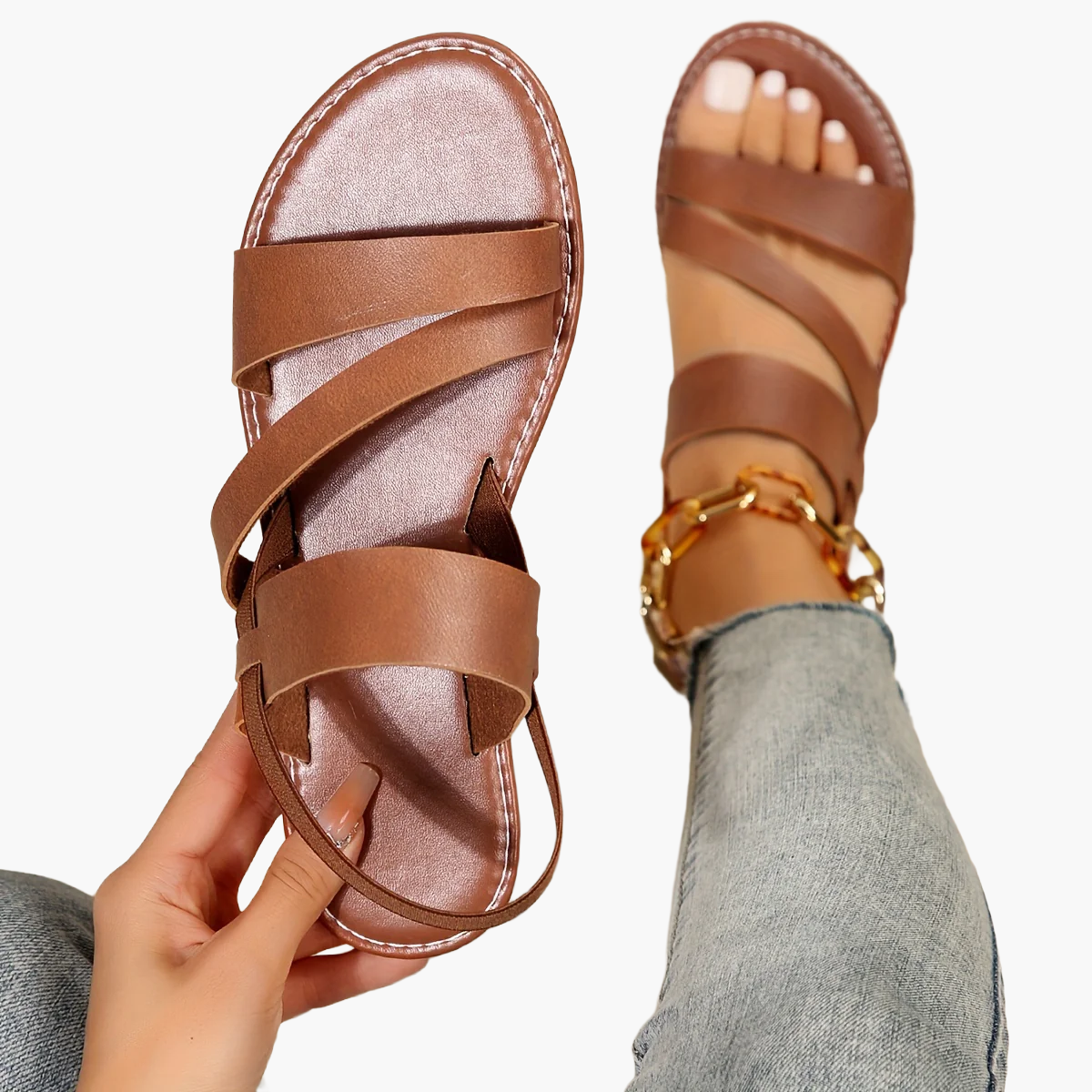 Damen Sommer-Sandalen mit Kreuzriemen für Freizeit und Alltag