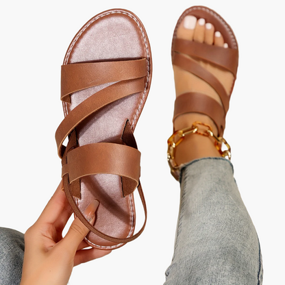 Damen Sommer-Sandalen mit Kreuzriemen für Freizeit und Alltag