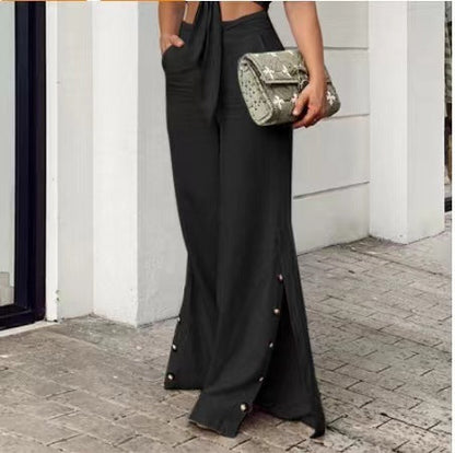 Rose – Weite Damenhose aus Baumwollmischung und Veganes Leinen