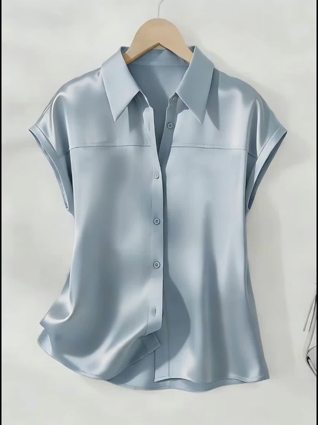 Damen Bluse mit Knopfleiste und Kragen – Elegante Kurzarmbluse für Büro und Alltag