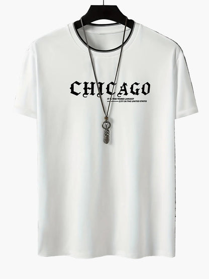 Herren T-Shirt Chicago Print Urban Streetwear Freizeitshirt